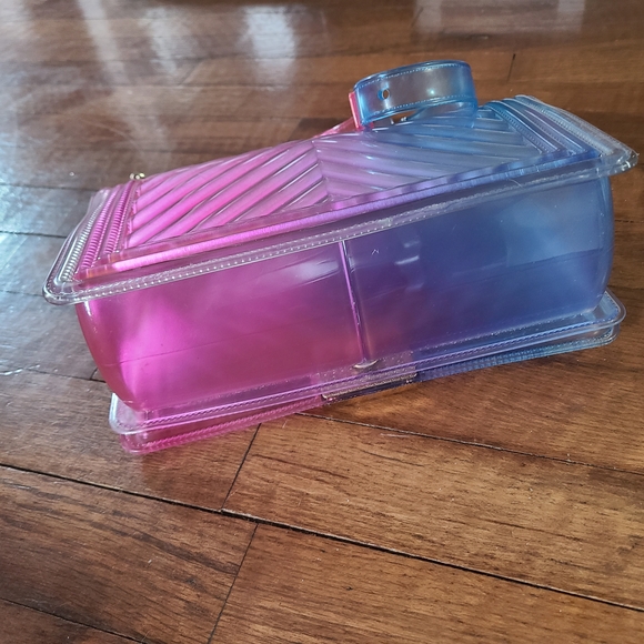 Jelly Purse Gradient‎ Pink and Blue Women's Bag Gold Chain Colorful Crossbody - Picture 8 of 16